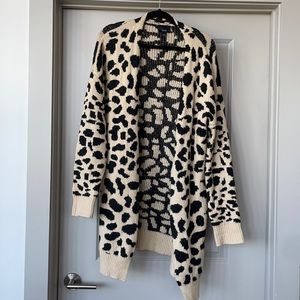 Longline Leopard Print Cardigan